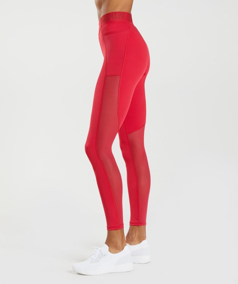 Women's Gymshark Training Brandmark Leggings Red | NZ 0ABEMS